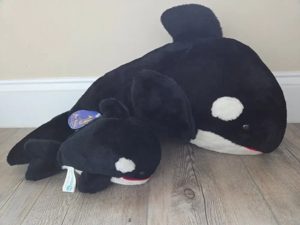 Vintage‎ 1987-1988 Sea World Orca Whale Plush Toy Set With Tags